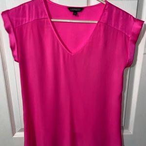 Hot Pink silky type material shirt